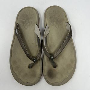 Olukai Sandals Women Size 8 Flip Flop Thong Beige Comfort Casual Beach